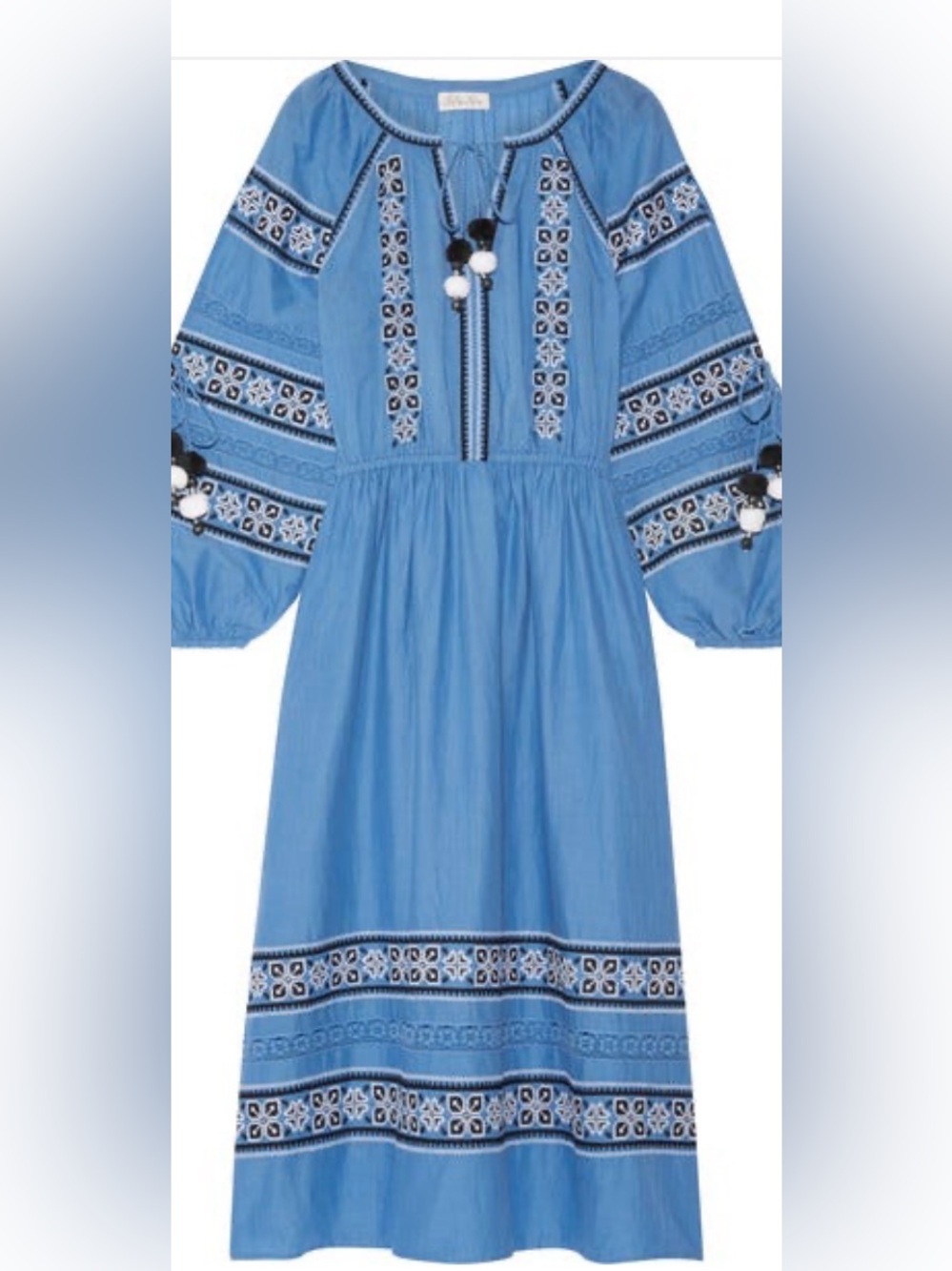 LoveShackFancy Isla Embroidered Cotton Voile Maxi Dress